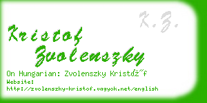 kristof zvolenszky business card